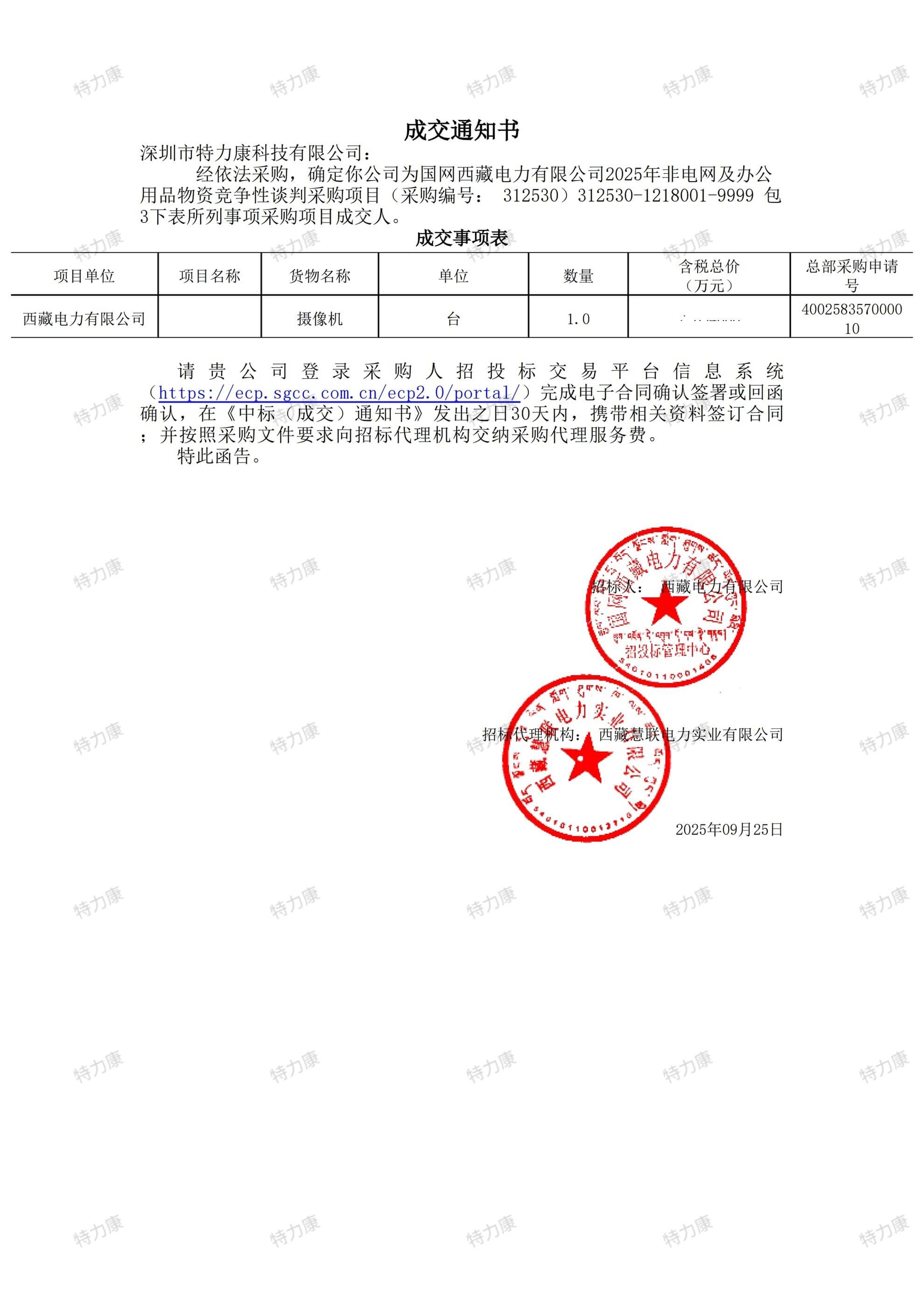 國網西藏電力攝像機采購項目